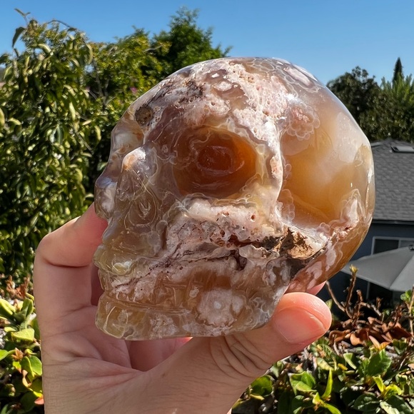Flower Agate Skull - Sakura Agate - Picture 10 of 11